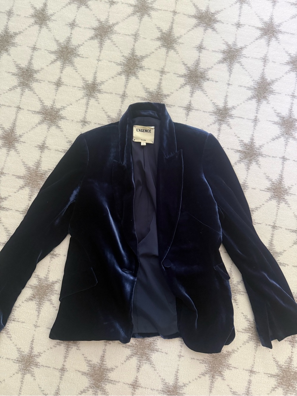 L'AGENCE Velvet Blazer in Deep Navy
